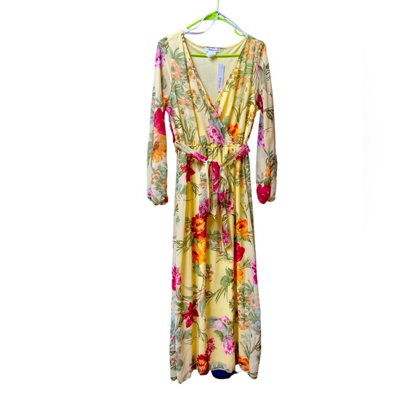 Club Soda Floral Long Sleeve Maxi Sz Large NWT - Picture 1 of 2